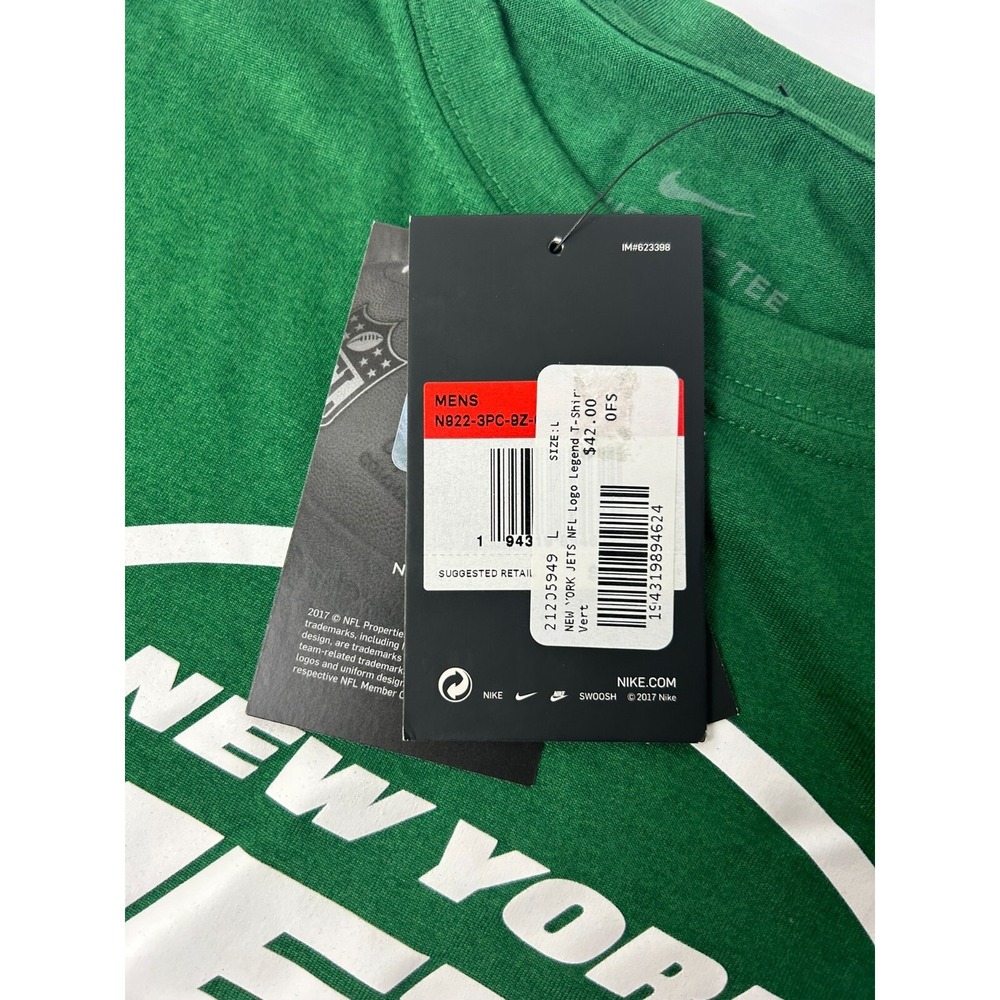 Nike NFL New York Jets Graphic Tee Logo Dri-Fit Mens Size Large Green Shirt - Picture 6 of 8